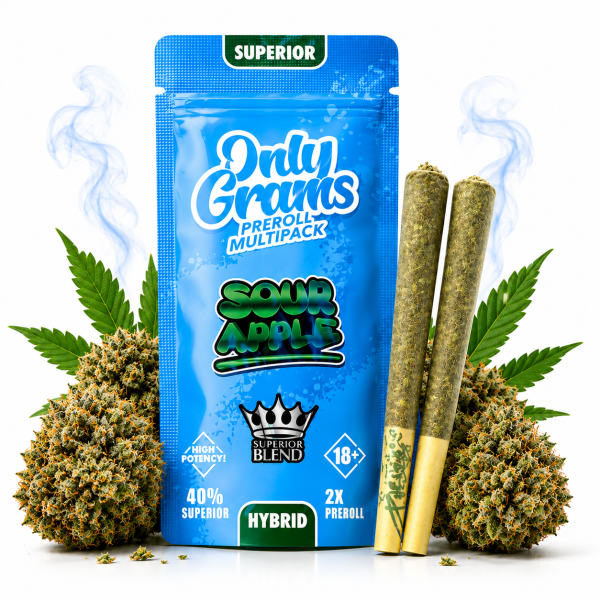 OnlyGrams® | 40% Superior Pre-Rolls (2 Stk.) | Sour Apple 3g