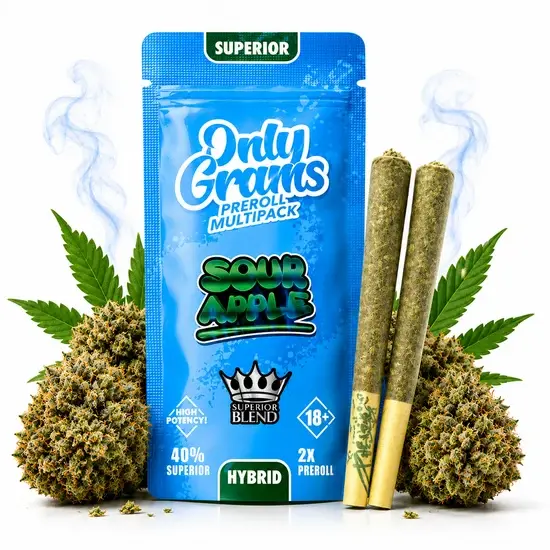 OnlyGrams&reg; | 40% Superior Pre-Rolls (2 Stk.) | Sour Apple 3g