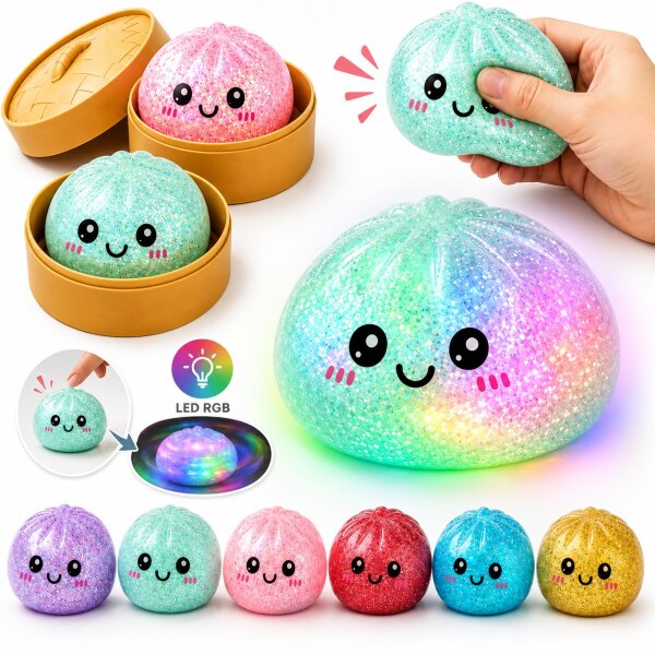 Squishy Dumpling 8,5 cm | LED Glitzer | VE = 12 Stk