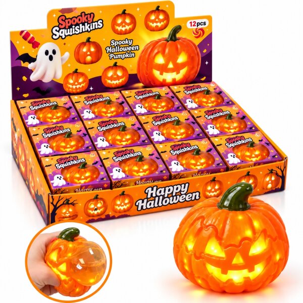 Squishy Halloween 6,5 cm | LED Pumpkin | VE = 12 Stk