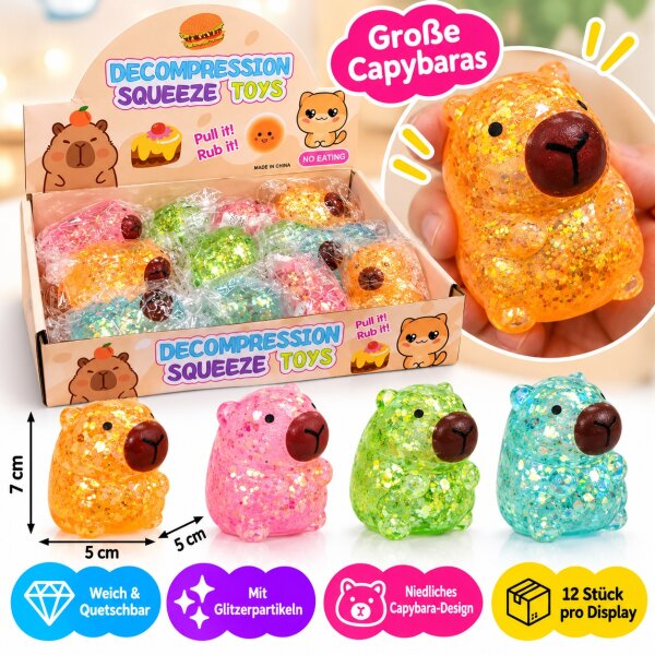 Squishy | Glitzer Capybara Gro&szlig; | VE = 12 Stk
