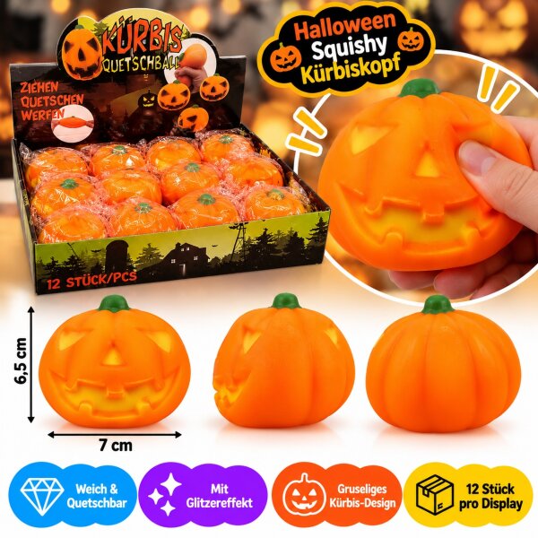Squishy | Halloween K&uuml;rbiskopf | VE = 12 Stk