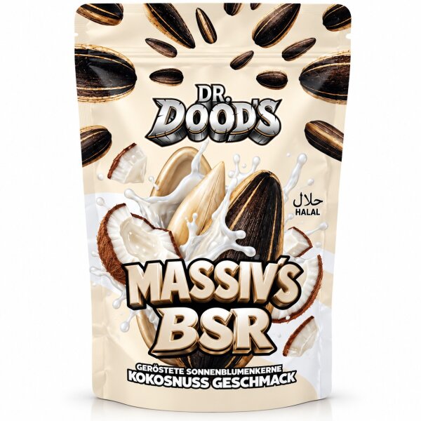 Dr. Dood&lsquo;s Massiv BSR | Ger&ouml;stete Sonnenblumenkerne | Kokosnuss Geschmack 100g
