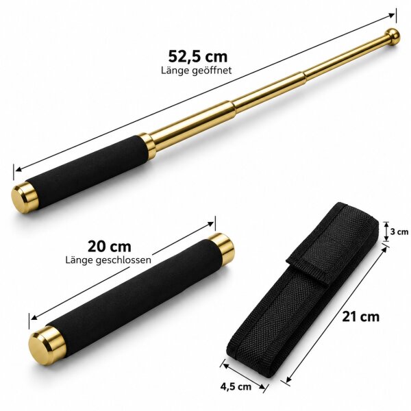 Teleskopschlagstock Gold mit Stoffgriff | 52,5 cm