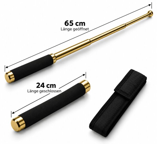 Teleskopschlagstock Gold mit Stoffgriff | 65 cm