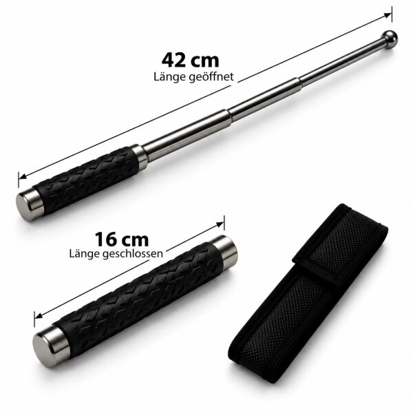 Teleskopschlagstock Gunmetal mit Gummigriff | 40cm